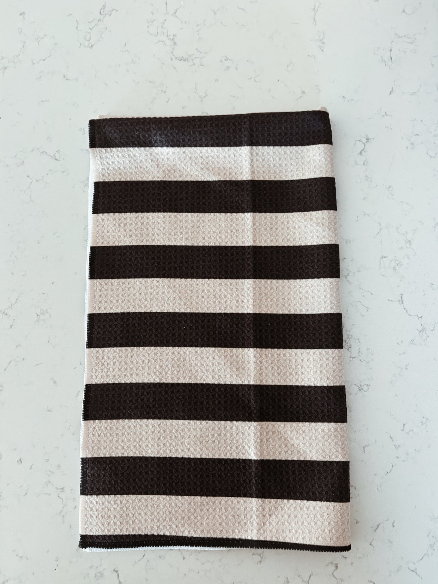 black and cream stripe kitchen towel