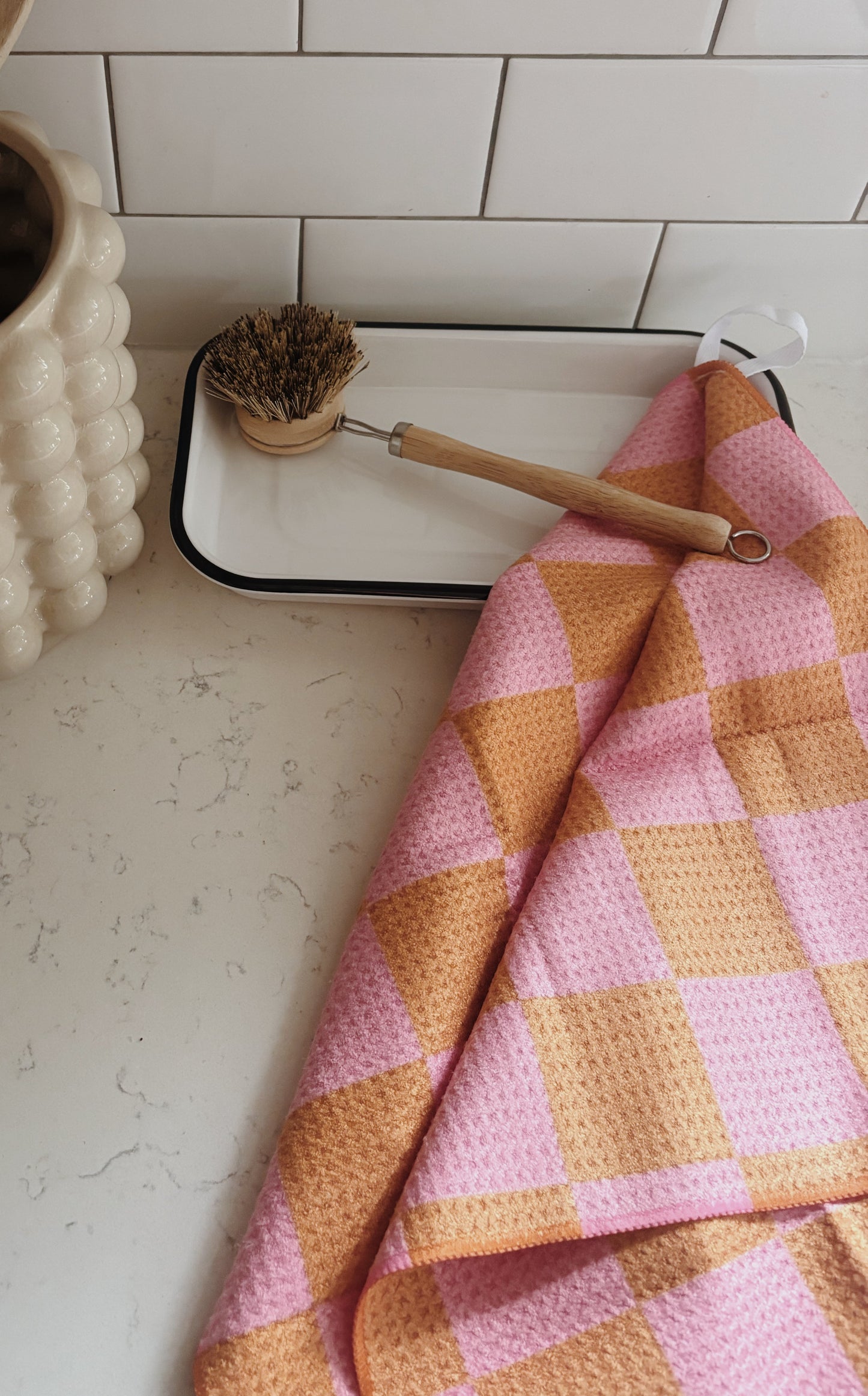 Pink and Orange kitchen towel