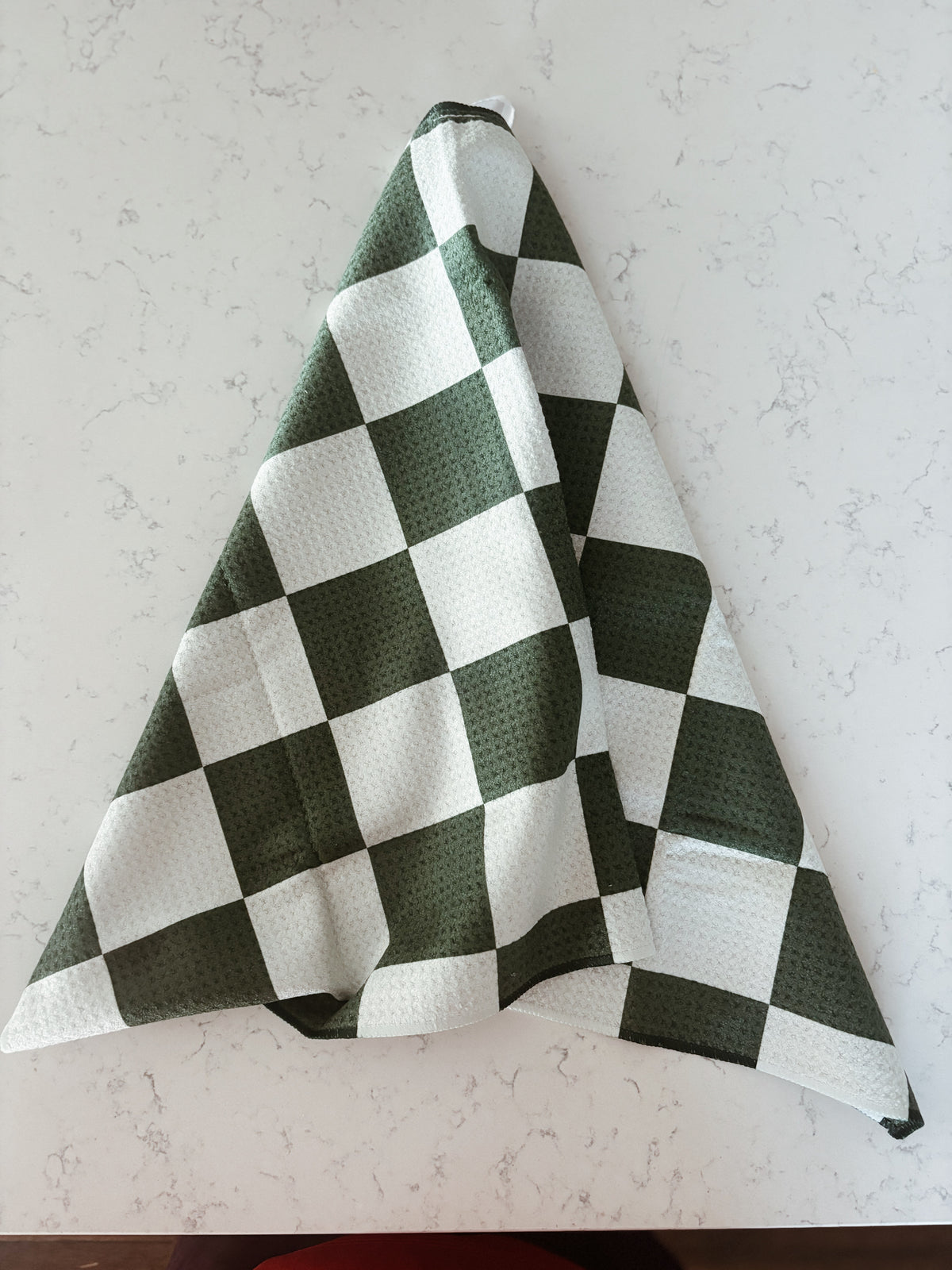 Green checkered kitchen towel