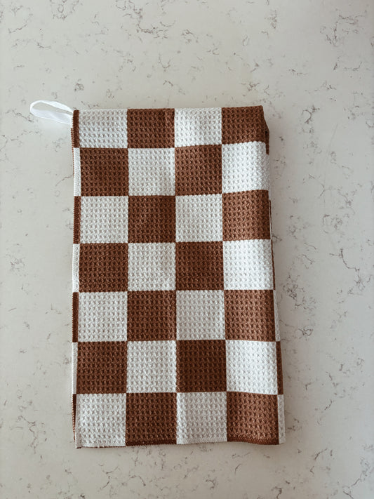 Brown check kitchen towel