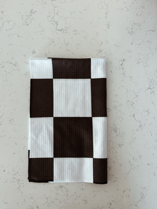 Black + white check kitchen towel