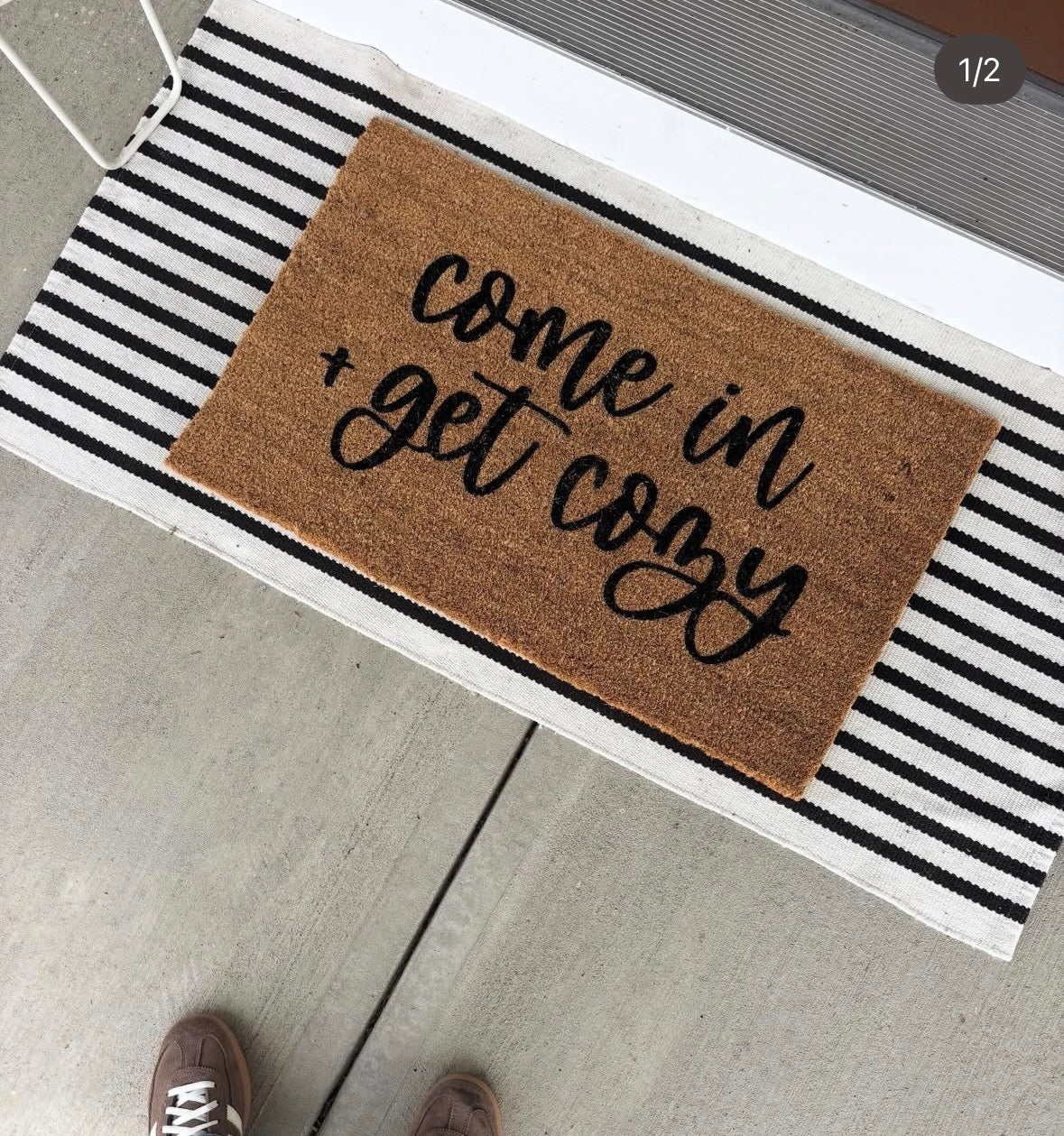 Front porch bundle with the come in + get cozy doormat