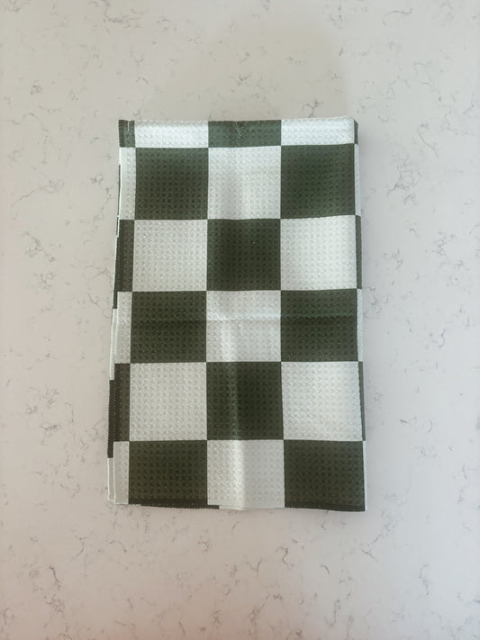 Green checkered kitchen towel